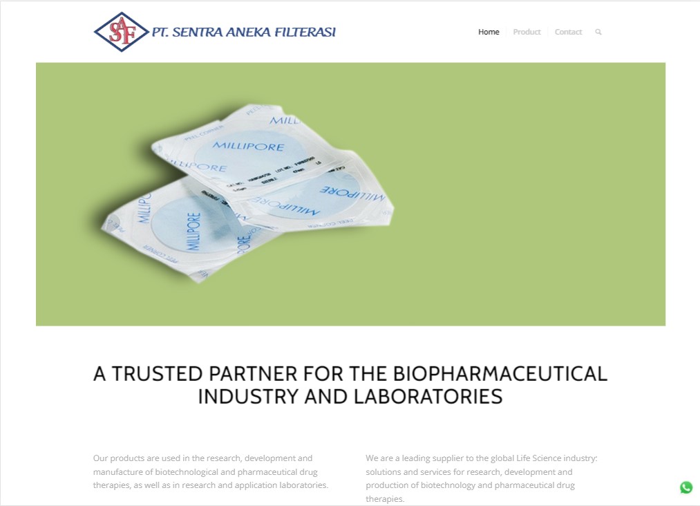 Screenshoot Website Sentra Aneka Filtrasi