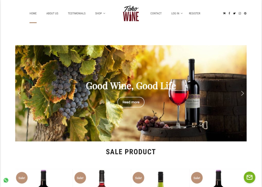 Screenshoot Website Toko Wine