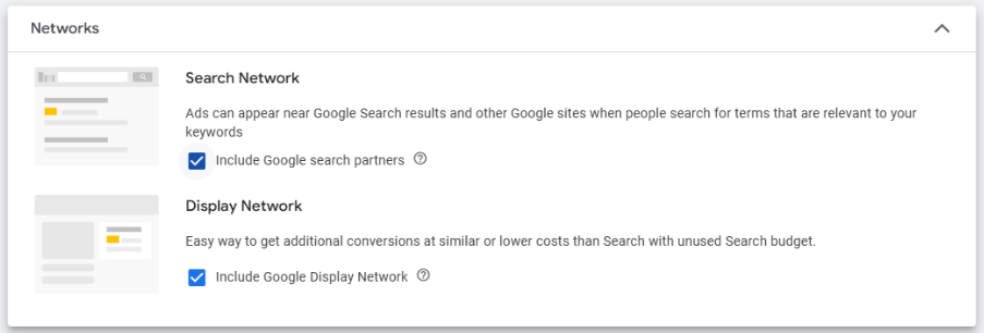 Placement Search Network dan Display Network pada Campaign Search