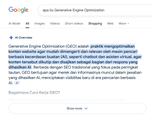 contoh Generative Engine Optimization