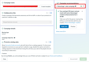 pemasangan meta advantage plus