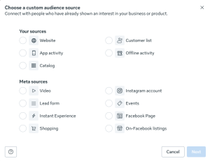 pilihan custom audience