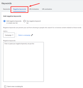 cara menambahkan negative keyword