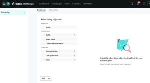 pilihan objective di tiktok ads manager